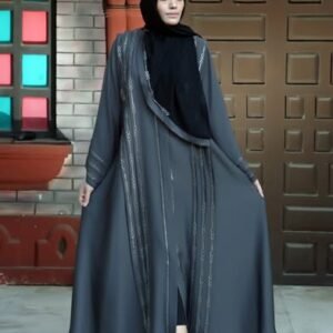 Black Arabic Abaya with Silver Lining